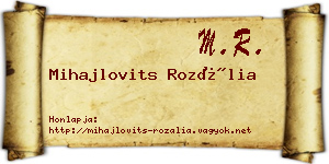 Mihajlovits Rozália névjegykártya
