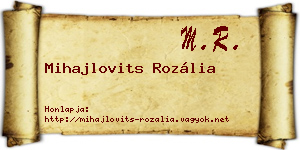 Mihajlovits Rozália névjegykártya